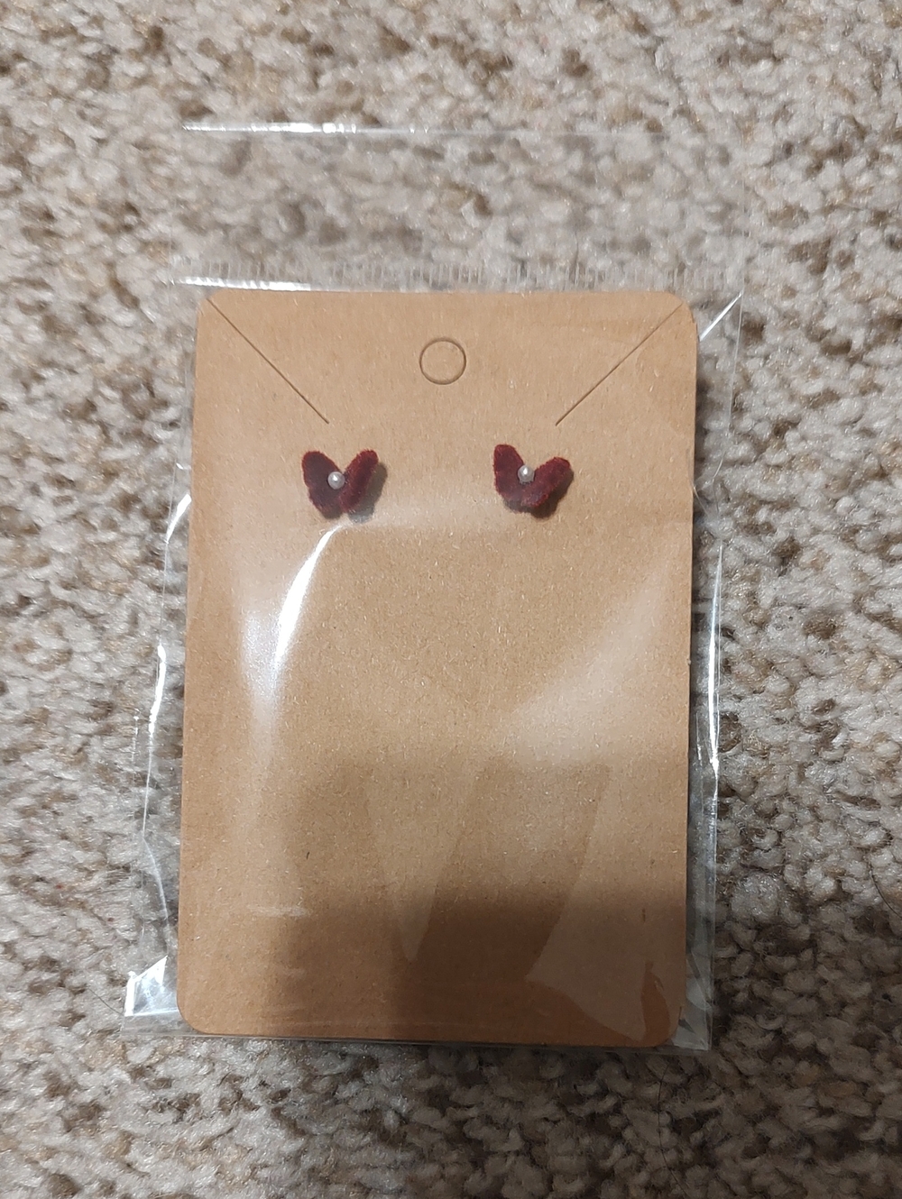 Heart Stud Earrings in Deep Red